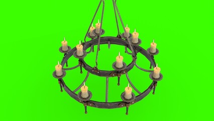 medieval chandelier with green background