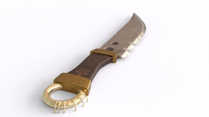 metal sharp knife with white background
