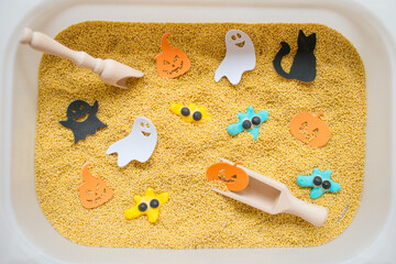 Halloween game for children. Mantessori and hand motor skills.