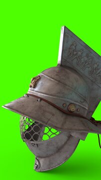 murmillo gladiator helmet with green background