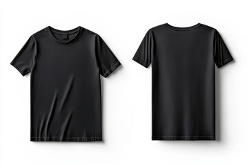 Naklejka premium A minimalist black T-shirt displayed from the front and back, showcasing its simple design and versatility.