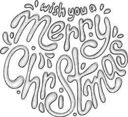 Merry Christmas lettering, handdrawn calligraphy greeting font