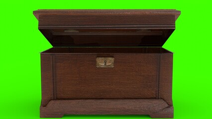 open treasure Box with green background