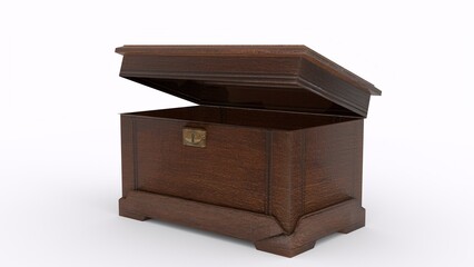 open treasure Box with white background