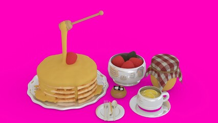 picnic dessert food with pink background