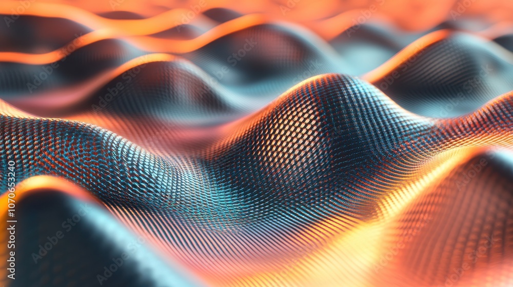 Poster A mesmerizing close-up of textured waves, showcasing vibrant orange and blue hues that create a dynamic visual experience.