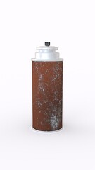 color spray can with white background