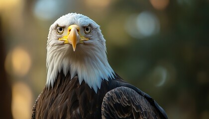 Fototapeta premium Close-Up Portrait of American Bald Eagle with Intense Expression