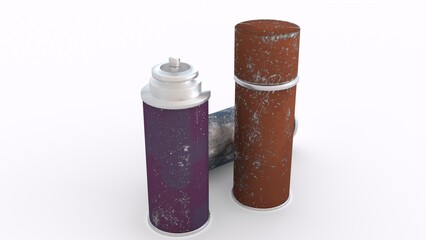 color spray can with white background