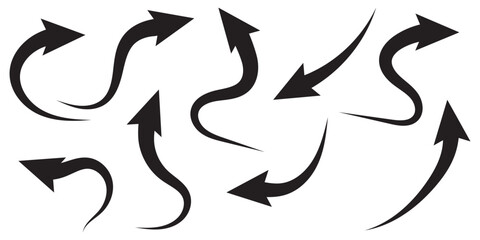 Set long blue curve arrow icon vector . blue curve arrow icon set. long arrow icon set. curve arrow vector illustration.