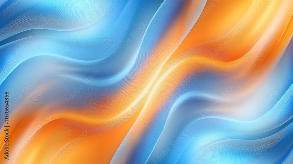 Poster flowing waves of blue and orange create a vibrant and dynamic abstract background.