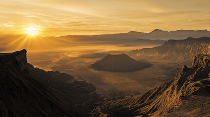 Fototapeta premium Sunrise Over Volcanic Landscape