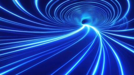 A mesmerizing blue light tunnel spiraling into the void, evoking a sense of speed and depth.
