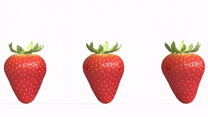 three strawberry with white background