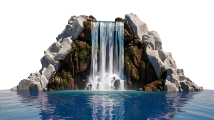  Waterfall Cascading Down Rocky Cliffs Surrounded by Lush Greenery Perfect for Nature and Travel Enthusiasts Looking for Breathtaking Scenery for Their Projects