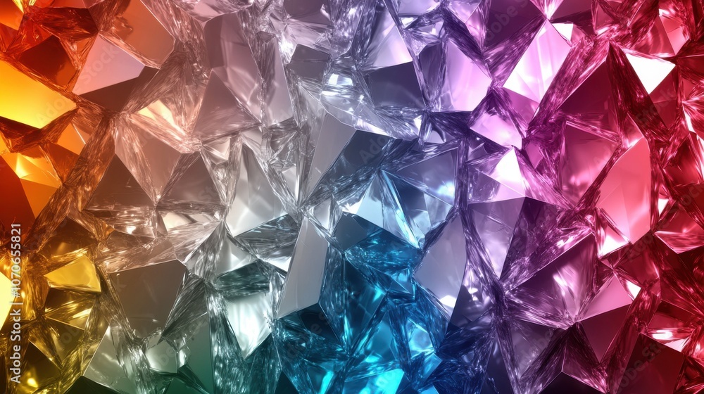 Poster vibrant abstract background featuring a dazzling array of colorful gem-like facets.