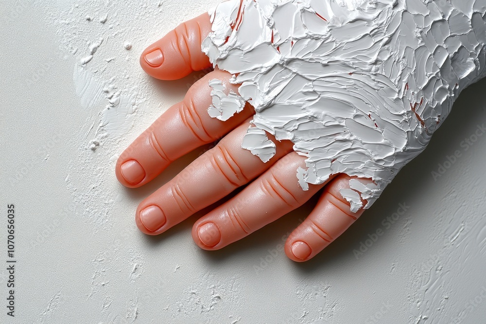 Poster a hyper-realistic close-up of a babyâ€™s hand, capturing every wrinkle and tiny detail of the skin