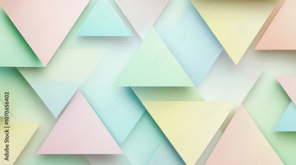 Poster Pastel triangles creating a modern and calming abstract background.