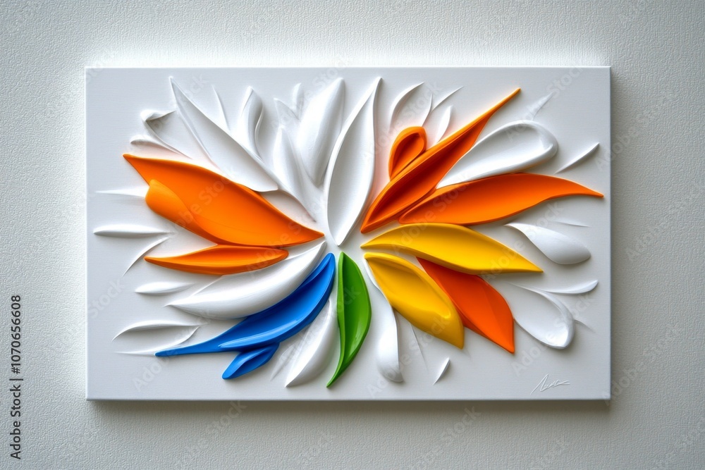 Aufkleber a minimalist abstract painting with simple geometric shapes in primary colors on a white background,