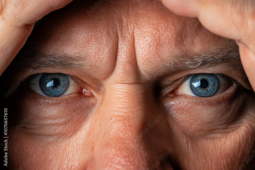 Poster a portrait of an elderly person with expressive eyes, capturing every wrinkle and detail of their fa