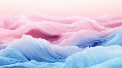 Obraz premium A serene blend of pink and blue waves, creating a dreamy and ethereal atmosphere in soft pastel colors.