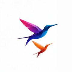 Obraz premium Vibrant Hummingbird Logo Design Concept: Modern Gradient Illustration in Minimalist Style Reflecting Freedom and Creativity