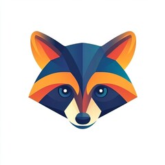 Colorful Geometric Raccoon Illustration: Vibrant Vector Art in Modern Style