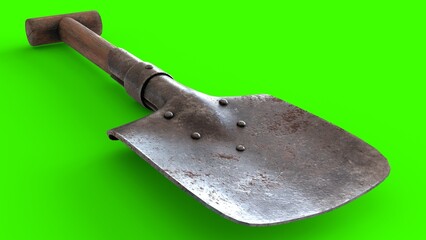 trench shovel with green background