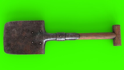 trench shovel with green background