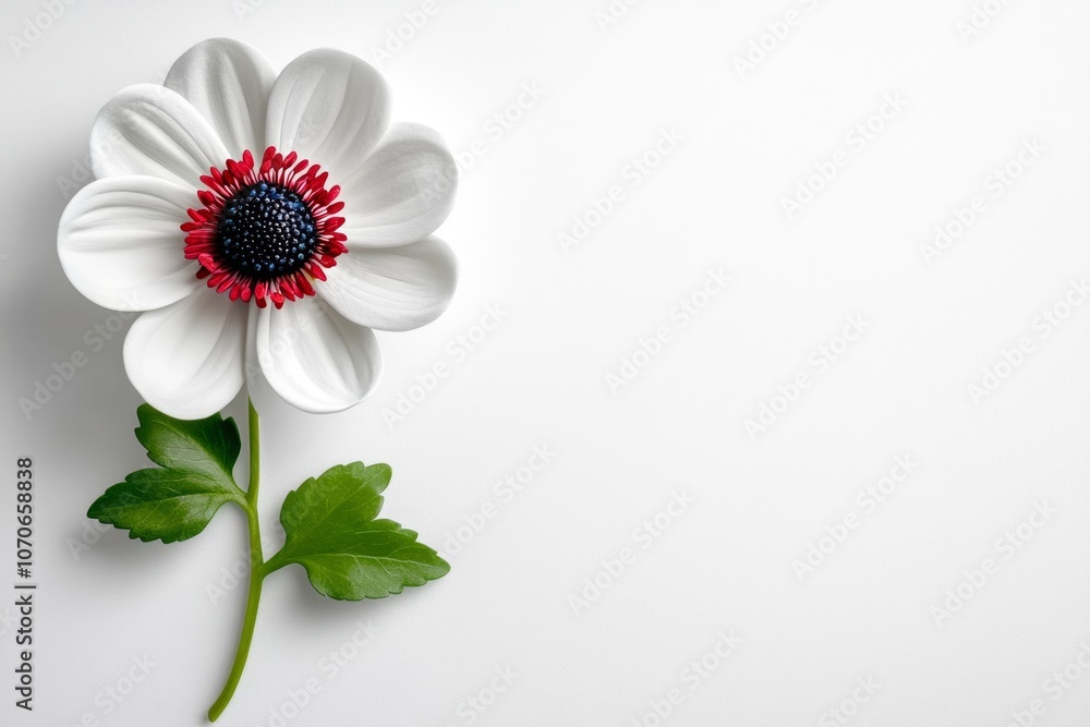 Poster a simple black line drawing of a single flower, centered on a plain white canvas for a minimalist ar