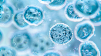 Close-up of microscope slide revealing intricate fungal spores, essential for research on fungal diseases and microbiology studies.