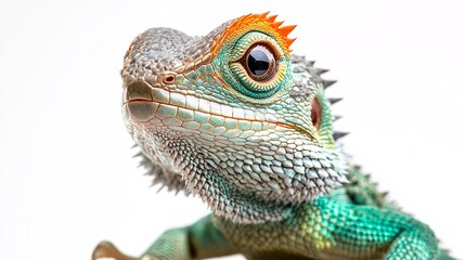 Fototapeta premium Close-up of a Colorful Lizard on White Background