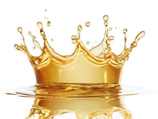 A golden liquid splash creates a crown-like shape, capturing the essence of refreshment and energy.