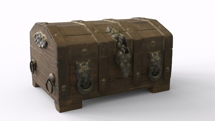 wood chest box with white background