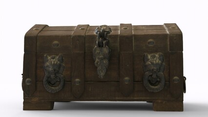 wood chest box with white background