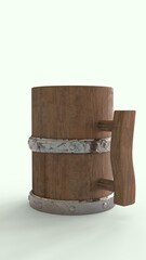 Obraz premium wooden beer cup with white background