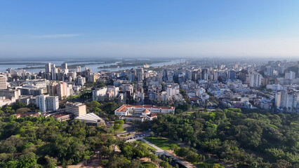 Porto Alegre Skyline At Porto Alegre In Rio Grande Do Sul Brazil. Highrise Buildings. Cityscape...