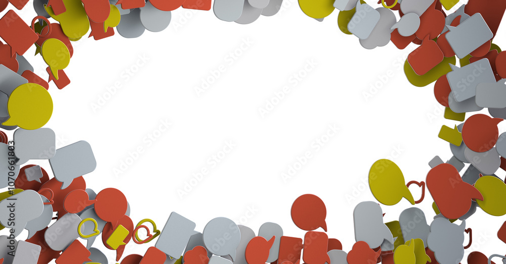 Poster 3D rendering flying email icon and web flying