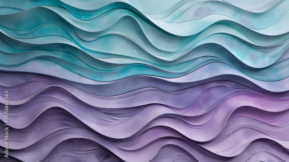 Poster business background 3d wallpaper with Soft 3D ridges with a cool gradient from lavender to teal, creating a calm, undulating pattern for relaxation.