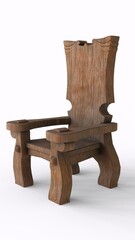wooden throne with white background