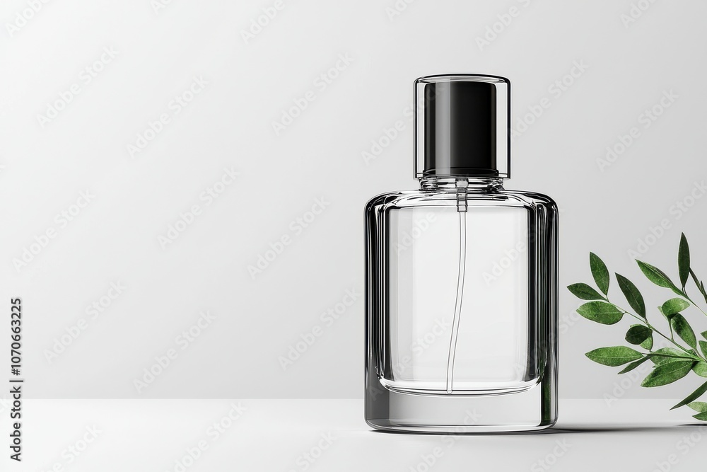 Poster a clean and minimal prototype design for a modern perfume bottle mockup
