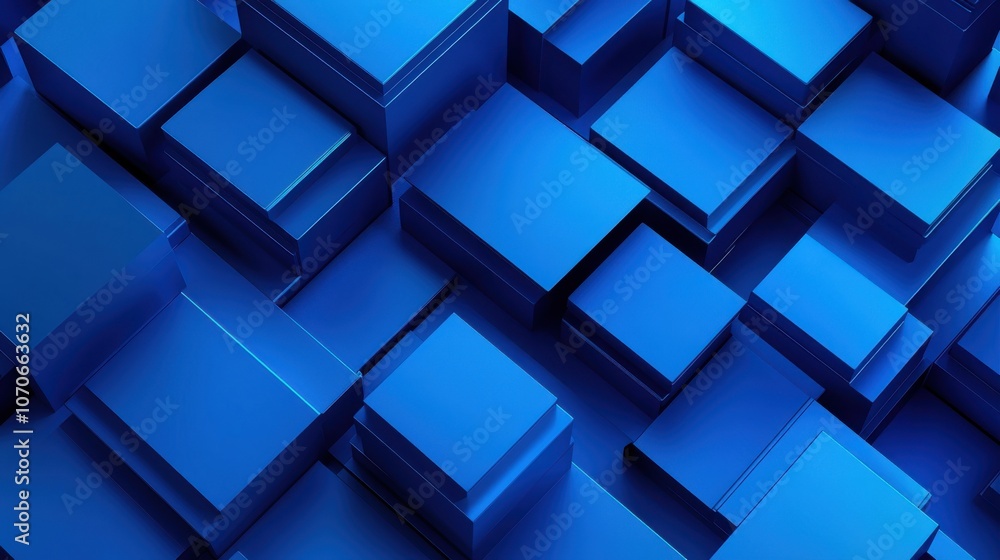 Poster an abstract close-up of interlocking blue geometric shapes creating a modern and dynamic texture.