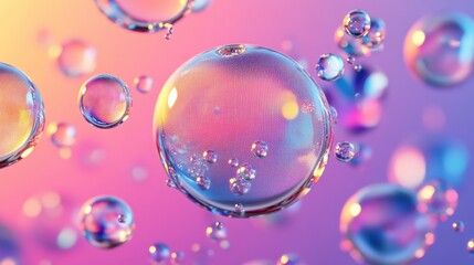 Colorful soap bubbles floating gracefully in a dreamy, pastel-hued background.