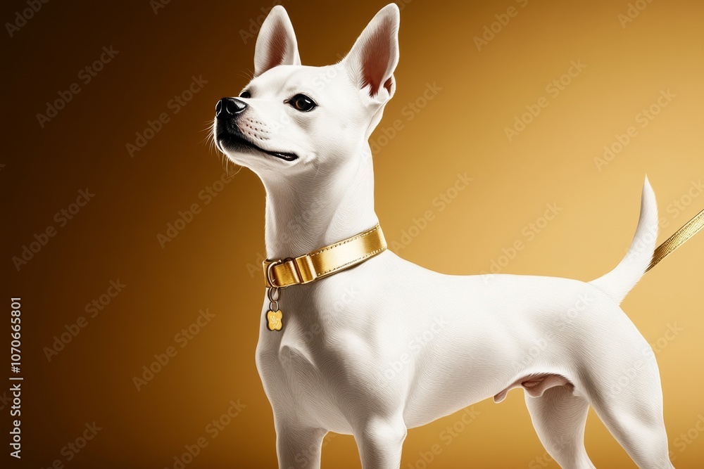 Poster minimalist sketch of a dog on a leash, creating a simple, clean look on a soft background