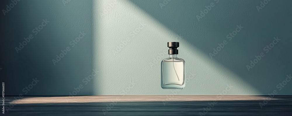 Poster create a minimalist perfume bottle prototype mockup that showcases modern design standards