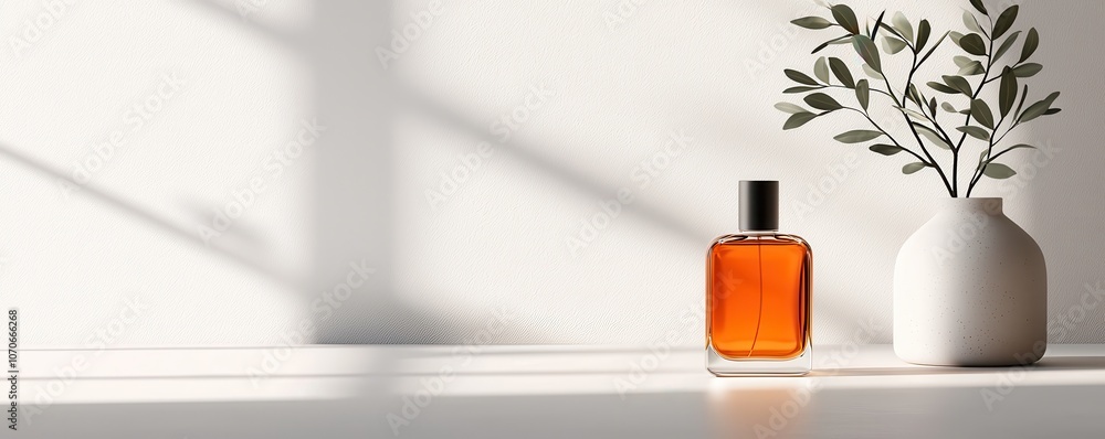 Poster create a stunning perfume prototype mockup with a minimalist bottle design for maximum impact