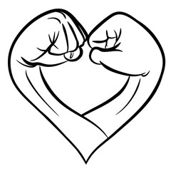 Strength of Love: Fists Forming a Heart Symbol