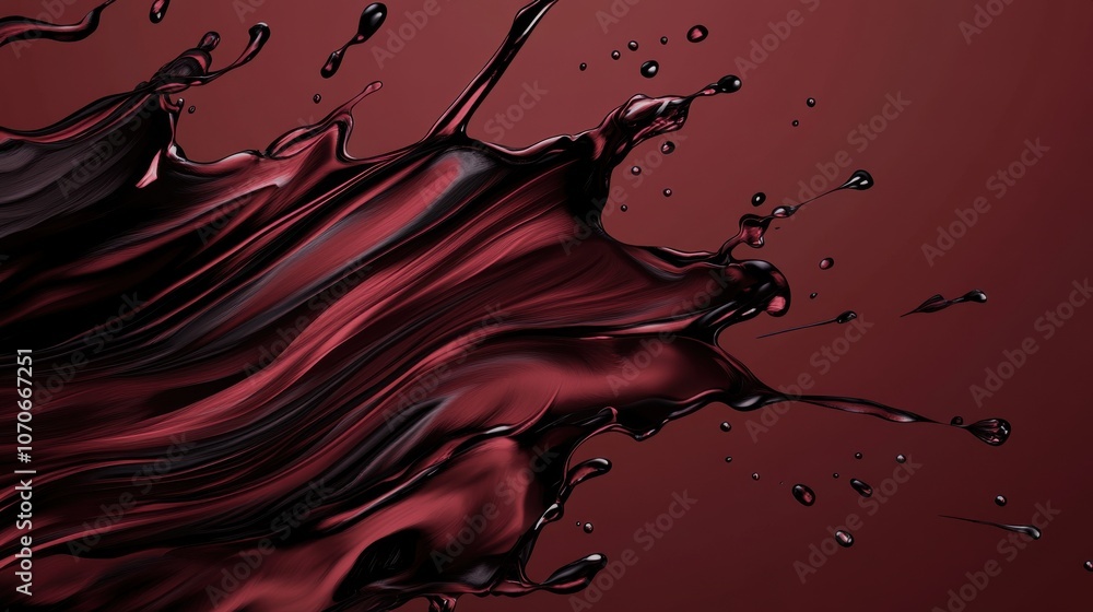 Aufkleber abstract splash of deep red liquid against a dark background, creating a dynamic and fluid compositi