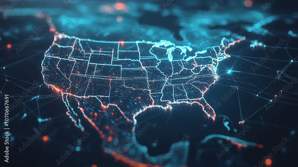 Aufkleber dynamic digital world map emphasize western europe continental for ai powered global network connect