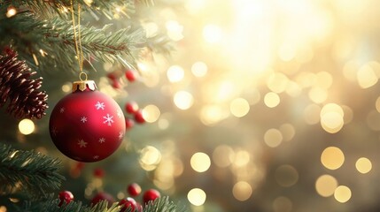 Obraz premium Charming Haze: Holiday Glow with Christmas Lights and Garland Wonders